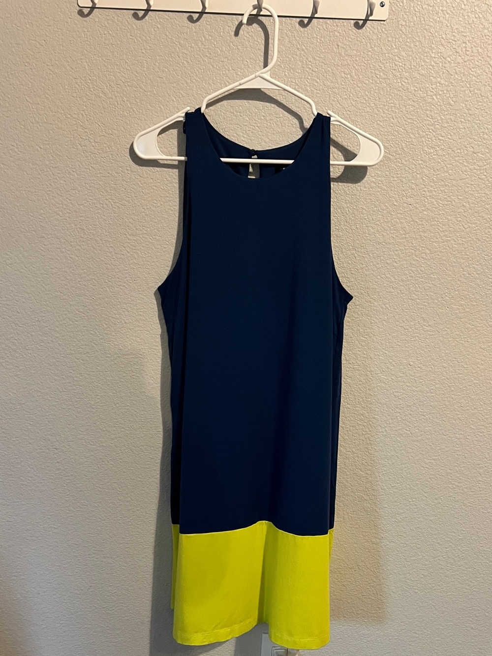 Ann Taylor Sleeveless Colorblock Shift Dress - Navy & Lime